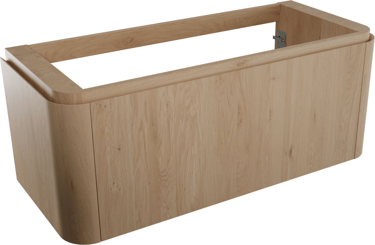 Balmani Moon hängender Waschbeckenunterschrank: 130 x 55 cm, Eiche Natur, 2 Schubladen