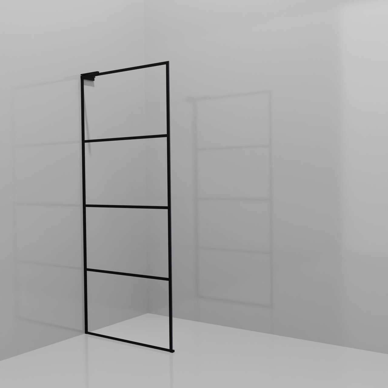 Balmani Modular inloopdouche: 90 x 200 cm, Lined, Mat zwarte profielen met L-Shape