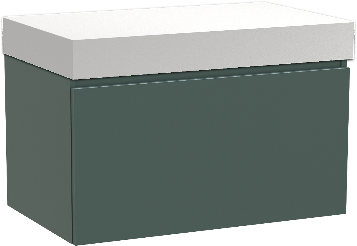 Balmani Sfera by Lucida meuble salle de bains suspendu 90 x 55 cm forest avec Dominus tablette simple en solid surface blanc mat