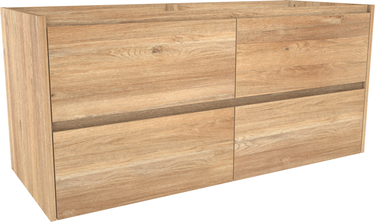 Storke Seda hängender Waschbeckenunterschrank: 130 x 52 cm, Eiche rustikal, 4 Schubladen