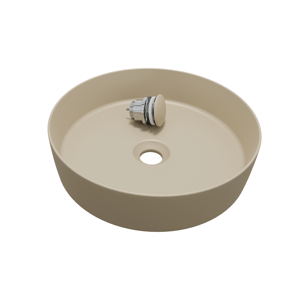 Balmani Fiyi Aufsatzwaschbecken: Matt Dune Solid Surface, rund, Ø 39 cm