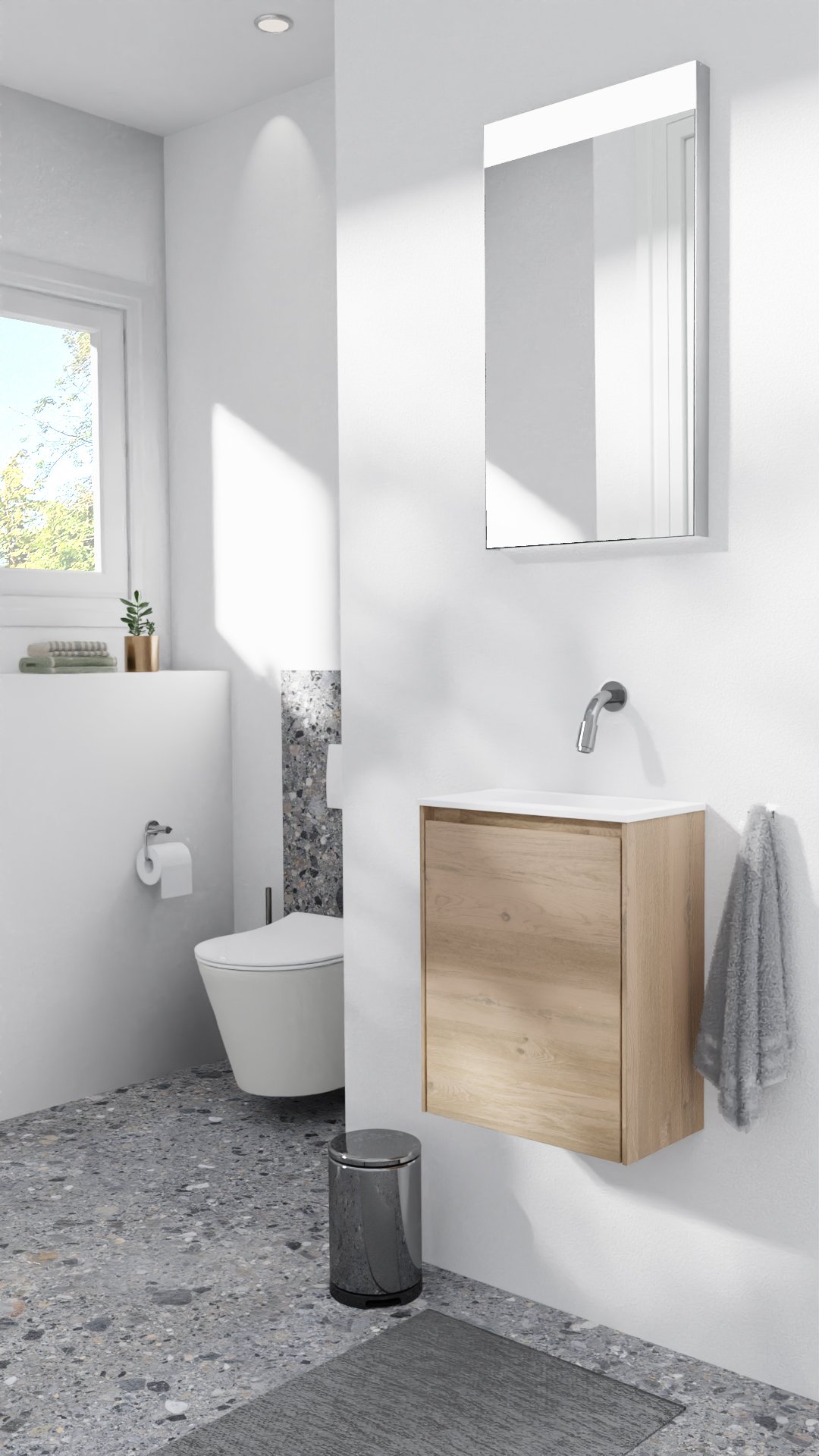 Storke Edge meuble lave-mains suspendu 40 x 22 cm chêne brut