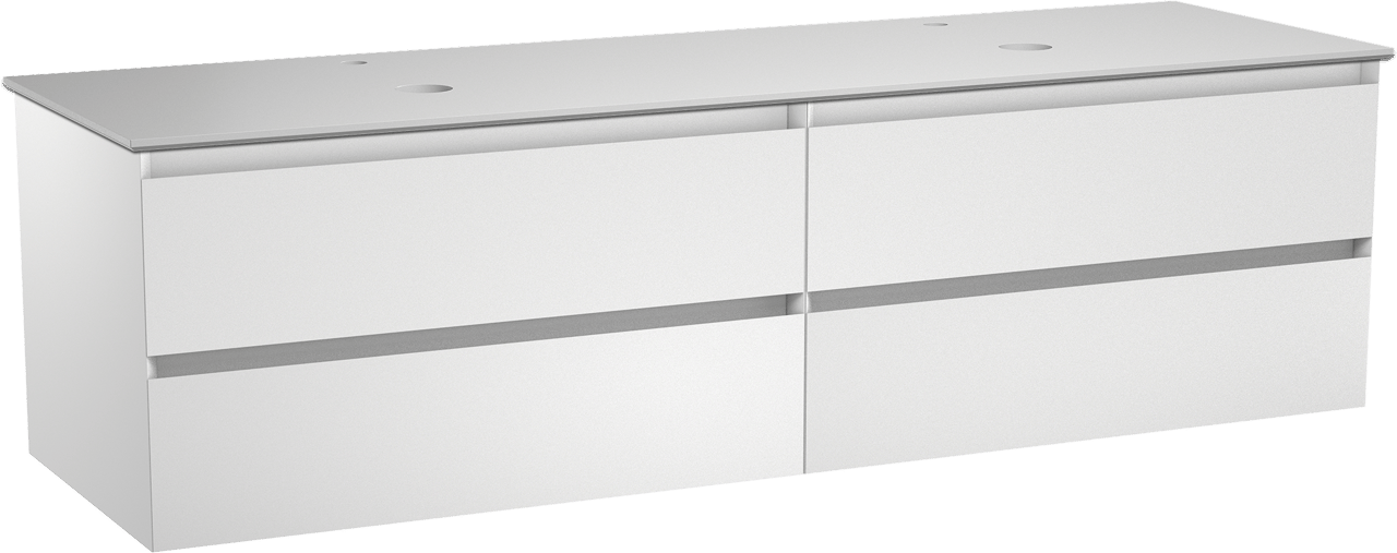 Balmani Mitra meuble salle de bains suspendu 180 x 55 cm blanc mat avec Facetta tablette double en solid surface blanc mat