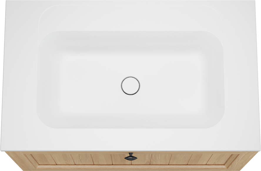 Balmani Lemon meuble salle de bains suspendu 90 x 55 cm, plaqué chêne naturel avec Tablo Strada plan simple en blanc mat