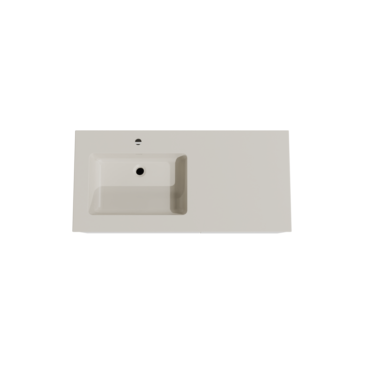 Storke Edge meuble salle de bains suspendu 110 x 52 cm blanc mat avec Diva vasque asymétrique gauche en top solid soie grise