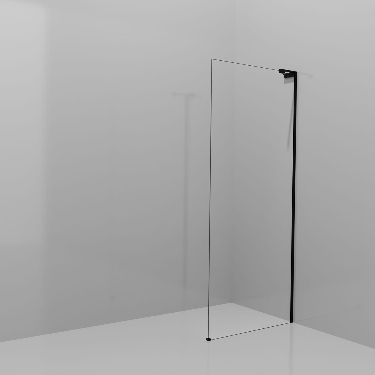 Balmani Modular douche à l'italienne: 90 x 200 cm, Verre transparent, Profil Noir mat avec L-Shape