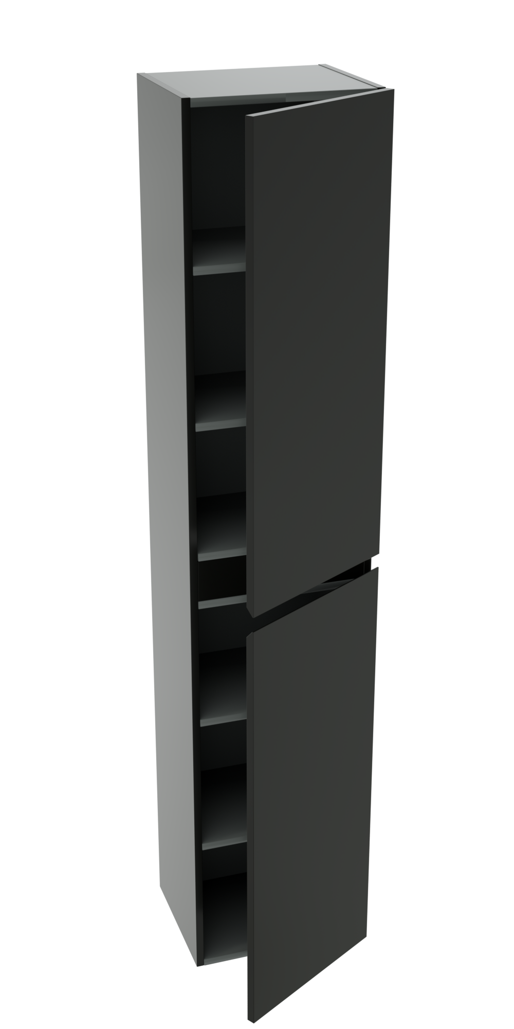 Linie Lado hängender Hochschrank Schwarz Matt 35 x 30 x 170 cm