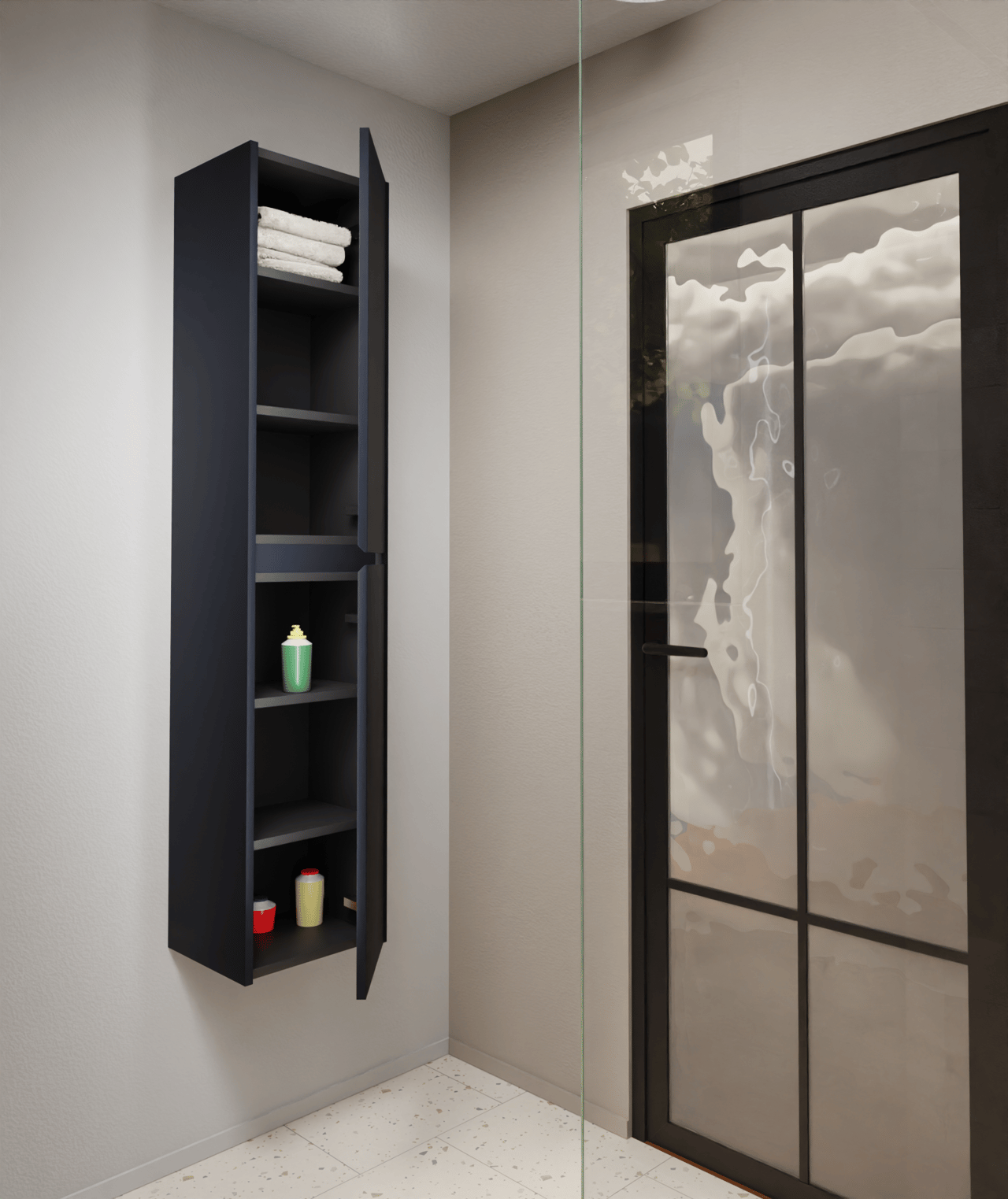Storke Seda Badhochschrank: Hängend, Nachtblau, 40 x 35 x 170 cm