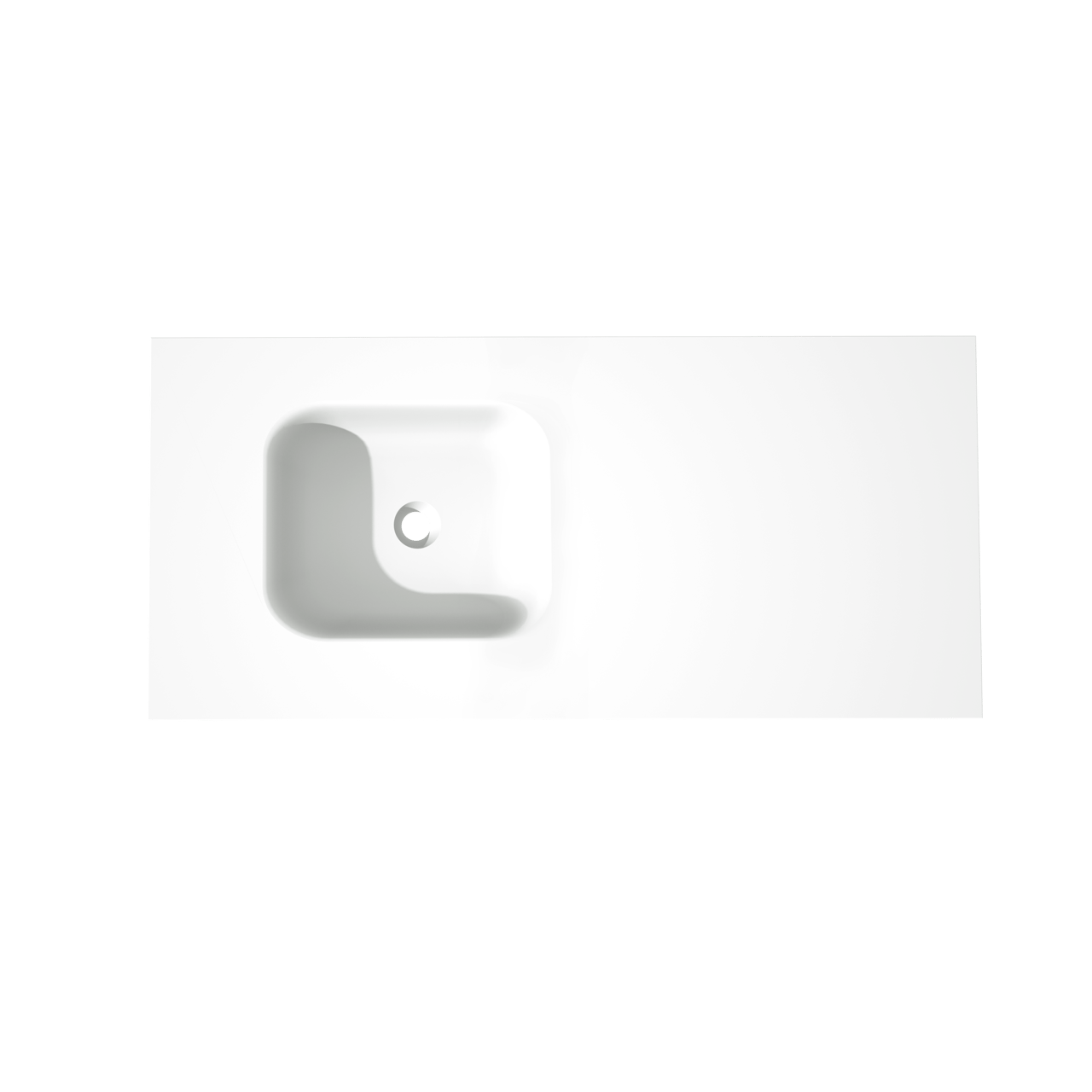 Balmani Tablo Arcato asymmetrisch linkse wastafel matte Solid Surface 120 x 55 cm, afvoerplug niet inbegrepen