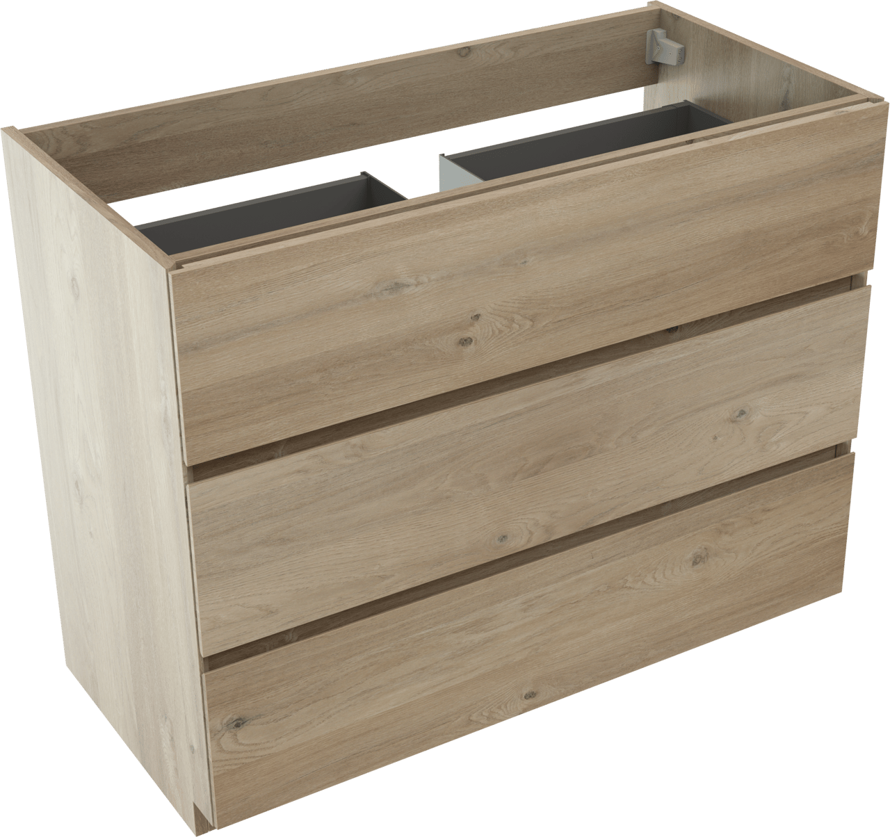 Storke Edge staande wastafelonderkast 105 x 52 cm ruwe eik 3 lades