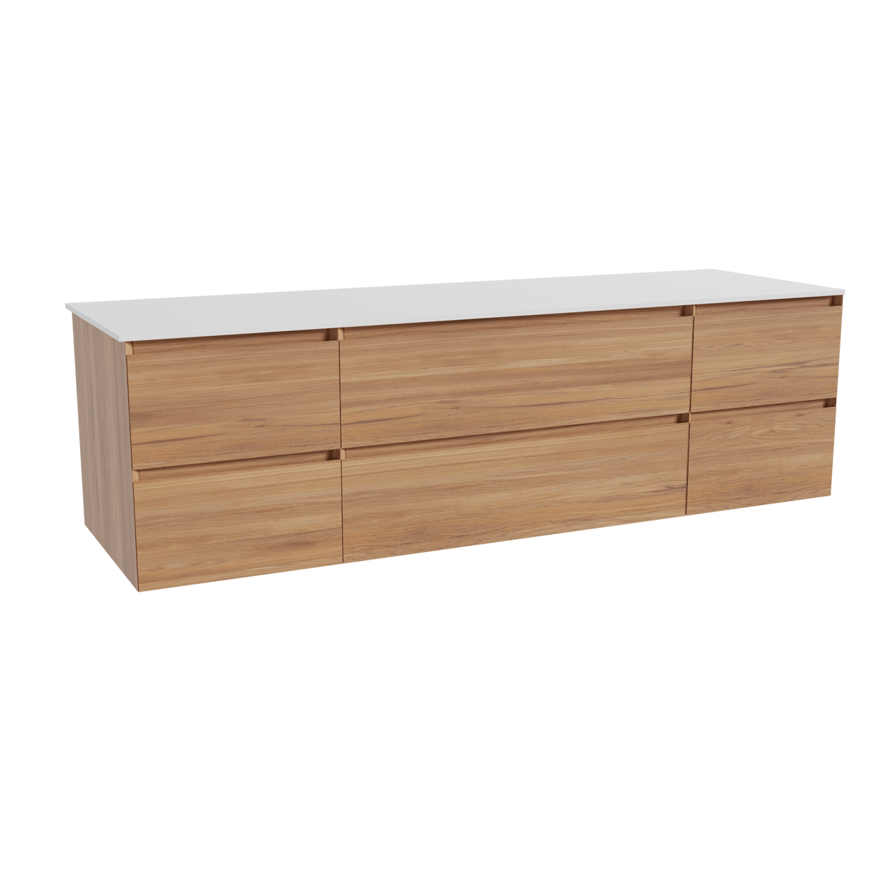 Balmani Mitra meuble salle de bains suspendu 180 x 55 cm teck avec Stretto tablette simple ou double en solid surface blanc mat