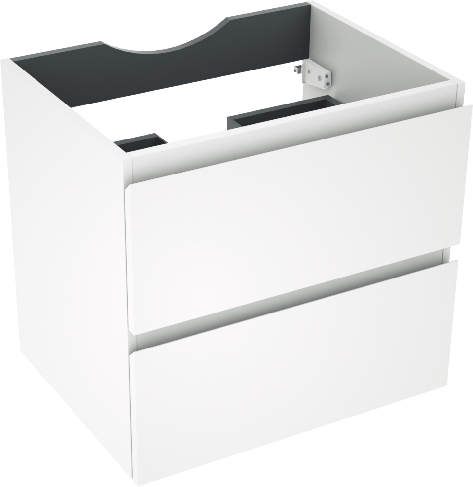Linie Lado hängender Waschbeckenunterschrank: 60 x 46 cm, Weiß matt, 2 Schubladen