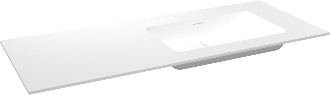 Storke Mata asymmetrisch rechtse wastafel matte solid surface 130 x 52 cm combinatie kast 45 cm
