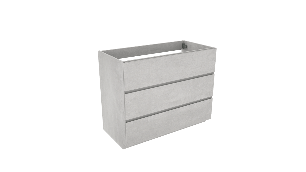 Storke Edge stehender Bad-Unterschrank, 105 x 52 cm, Beton silbergrau, 3 Schubladen