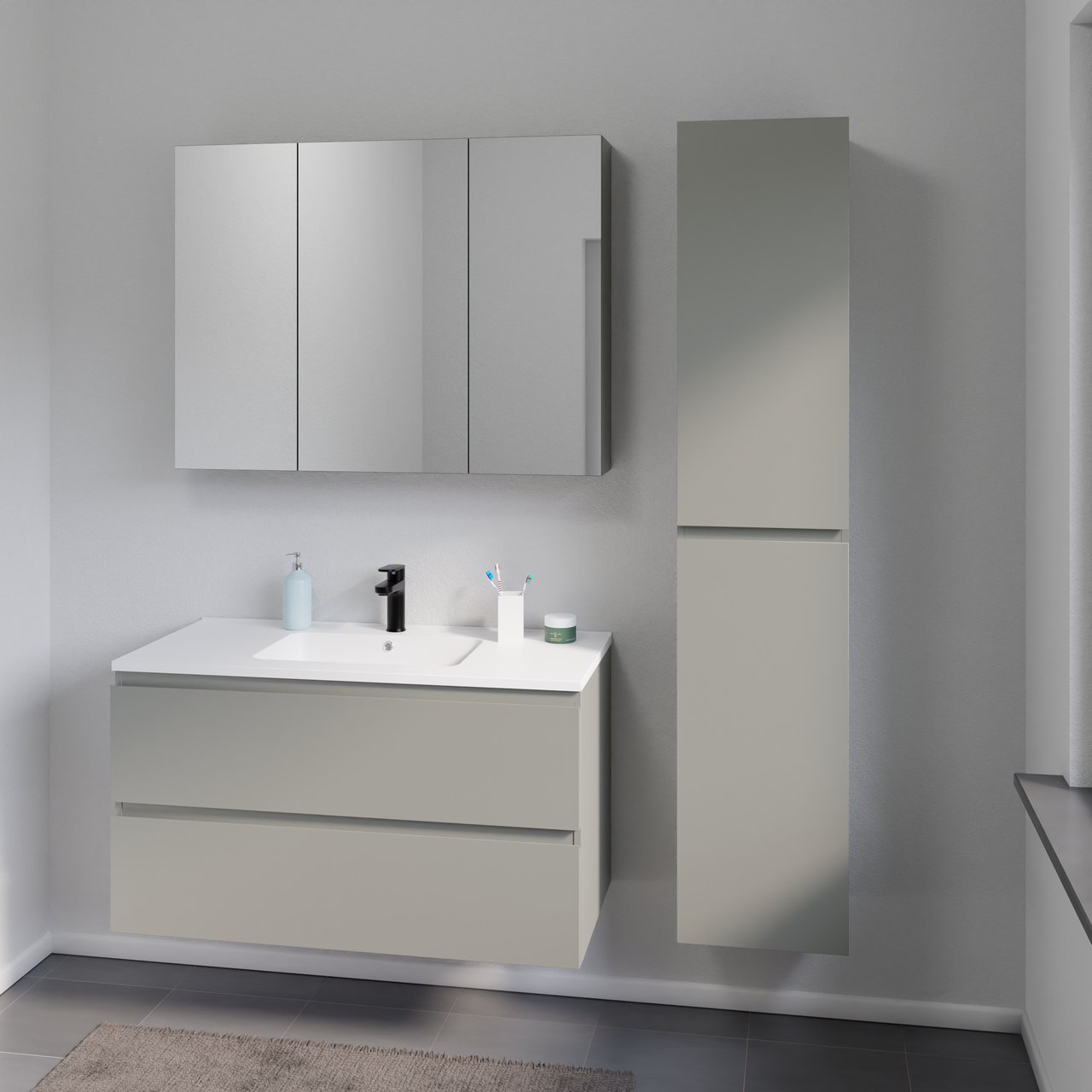 Linie Lado zwevende kolomkast greige 35 x 30 x 170 cm
