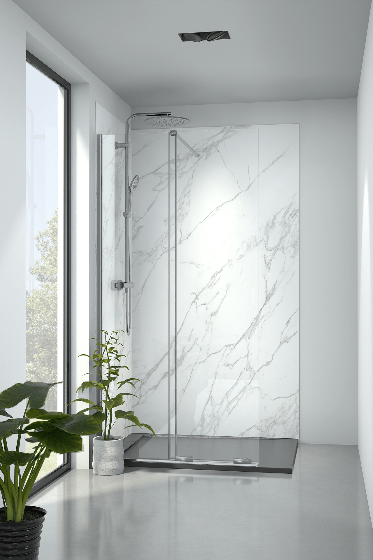 Balmani Move Slide Walk-In-Dusche mit Schiebetür 100 x 200 cm Klarglas, inklusive Coating, chrom Profil