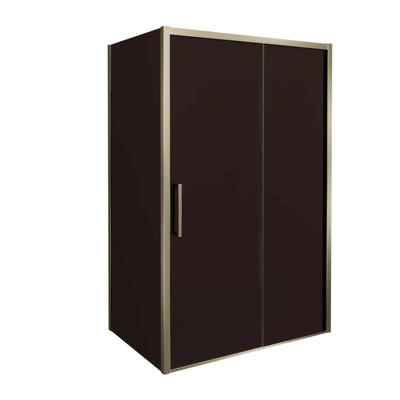Balmani Senses Design douche d'angle avec porte coulissante à droite et paroi latérale fixe, 140 x 100 cm, Bronze, Profil Brushed Champagne Gold, coating inclus
