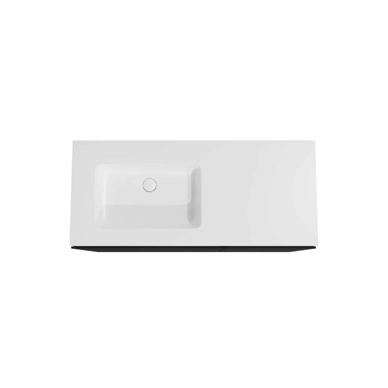 Storke Edge staand badkamermeubel 120 x 52 cm mat zwart met Mata asymmetrisch linkse wastafel in solid surface mat wit