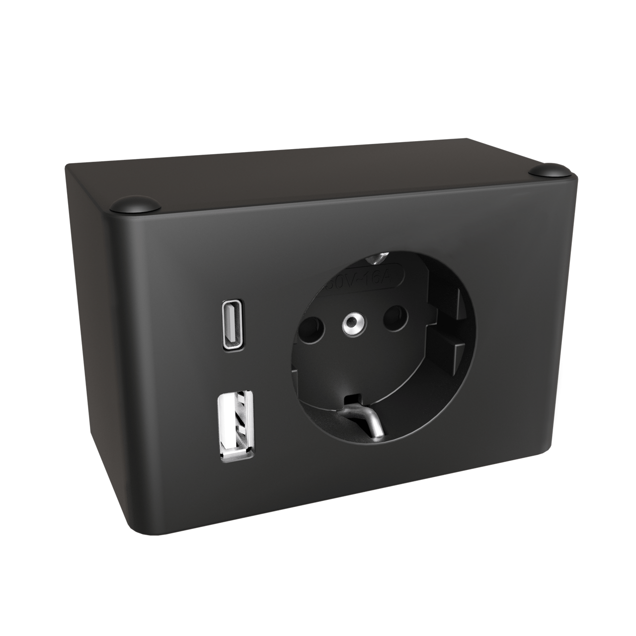 Luca Varess Combibox noir mat IP20 - mise à la terre convenant pour les Pays-Bas et l'Allemagne
