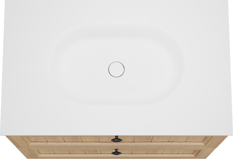 Balmani Lemon meuble salle de bains à poser 90 x 55 cm, placage chêne naturel avec Tablo Oval plan simple en blanc mat
