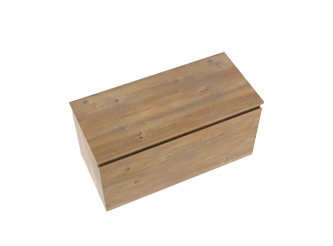 Linie Lado zwevend badkamermeubel 100 x 46 cm natuur eik met Lado enkel of dubbel tablet in melamine natuur eik