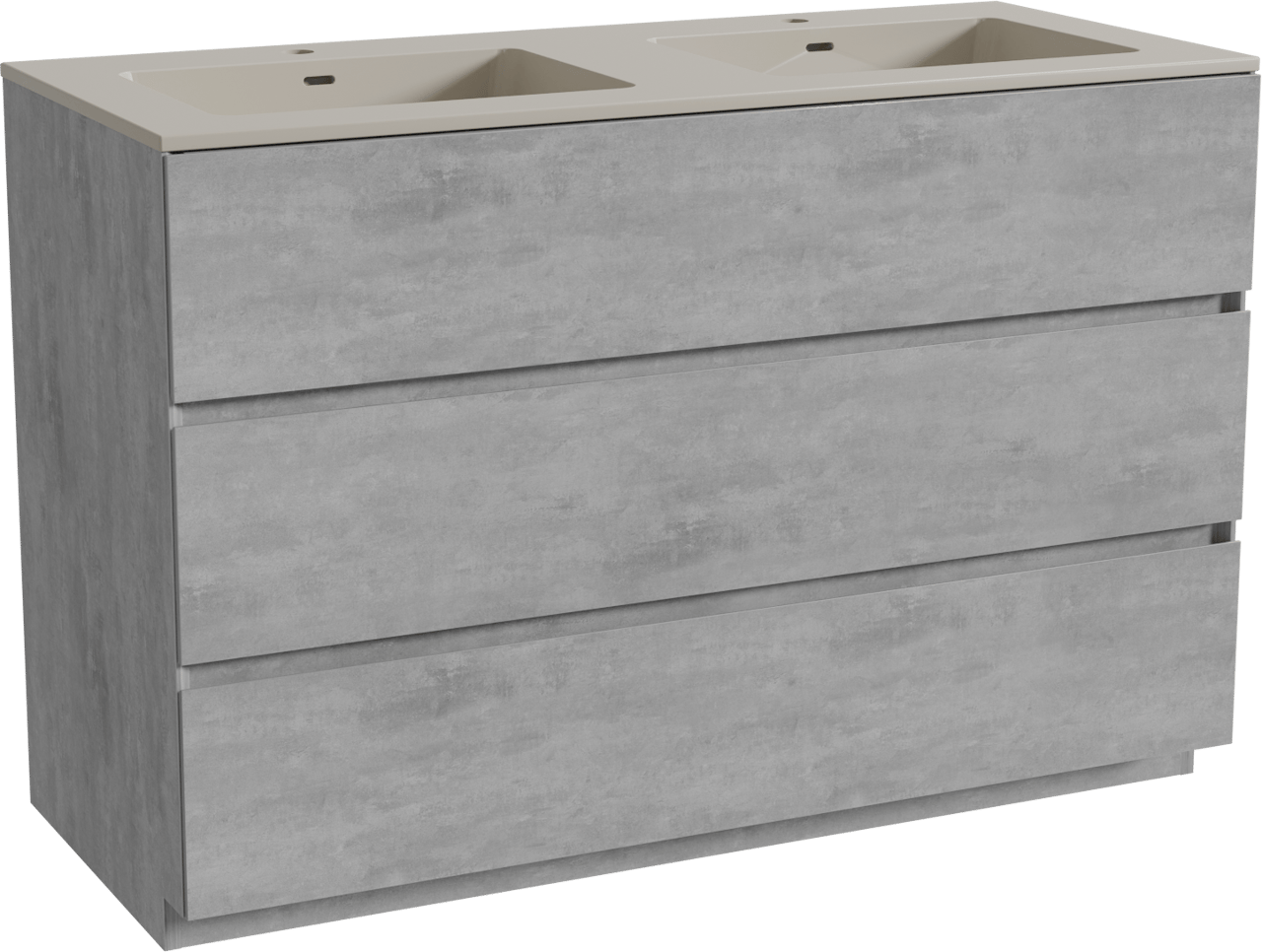 Storke Edge freistehendes Möbelstück Set: 120 x 52 cm, Beton dunkelgrau, mit Diva Doppelwaschtisch, Top Solid Seidengrau