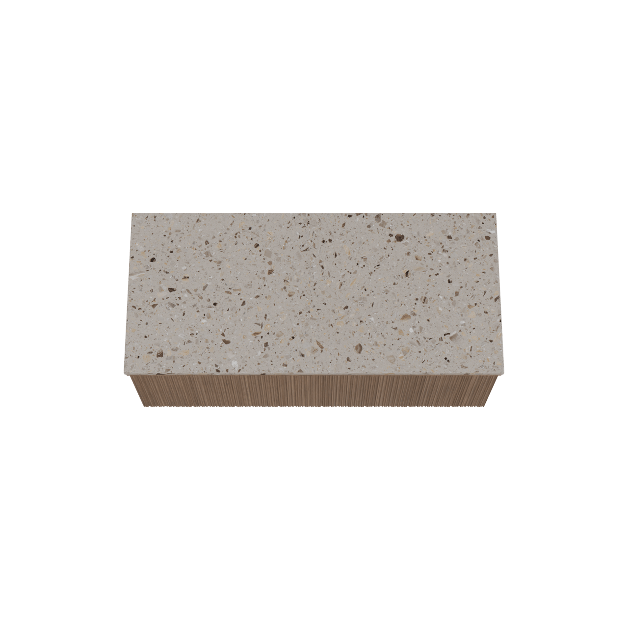 Balmani Forma meuble salle de bains suspendu 120 x 55 cm noyer américain avec Stretto tablette simple ou double en terrazzo greige terrazzo, Nervure circulaire asymétrique verticale