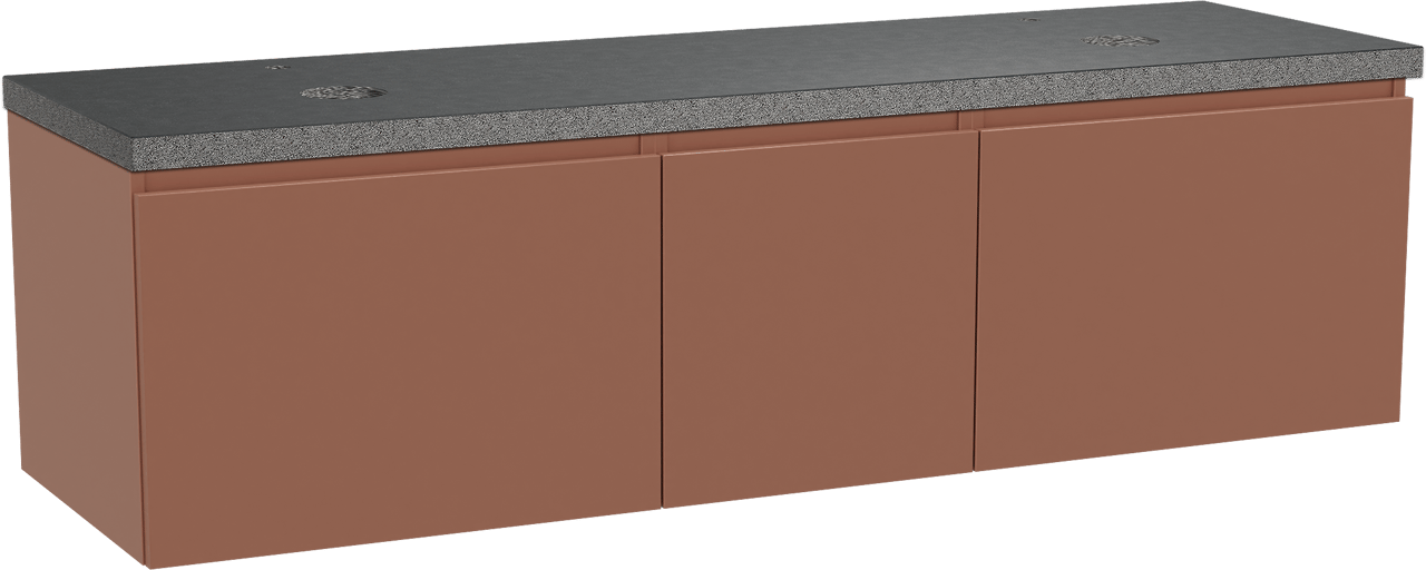 Balmani Sfera by Lucida zwevend badkamermeubel 180 x 55 cm cotto met Rock dubbel tablet in graniet zwart