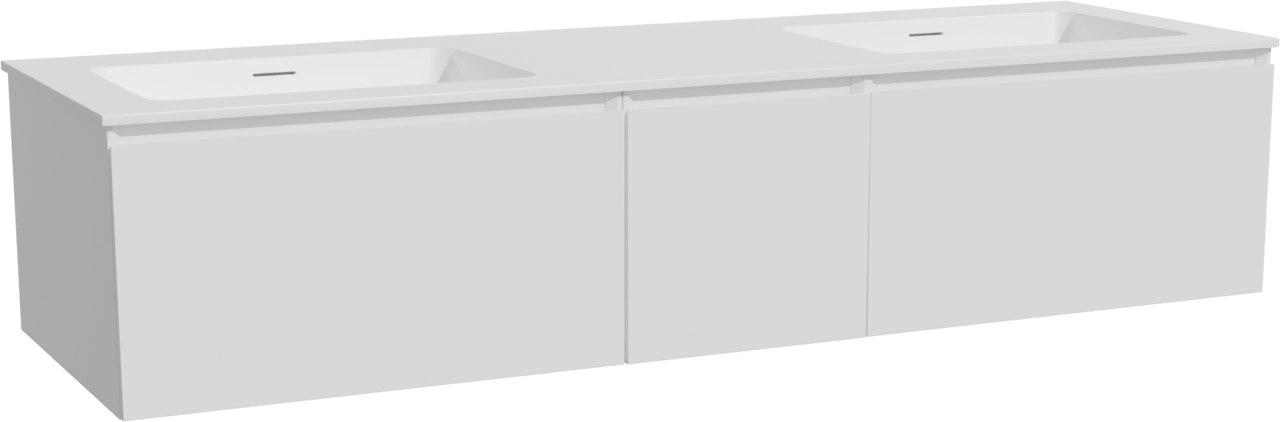 Storke Edge zwevend badmeubel 165 x 52 cm hoogglans wit met Mata dubbele wastafel in solid surface mat wit