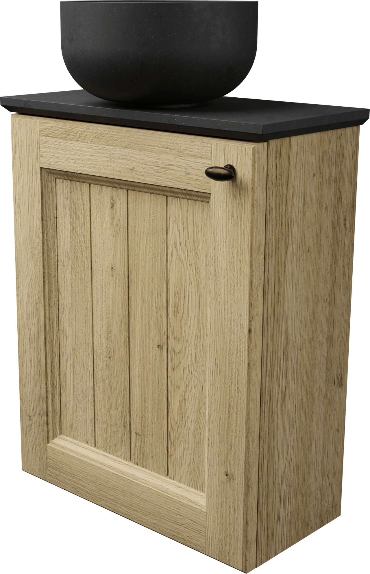 Balmani Lemon meuble wc suspendu 42 x 21 cm chêne vieilli avec Facetta tablette et Bowl vaque à poser en granite aiguisé