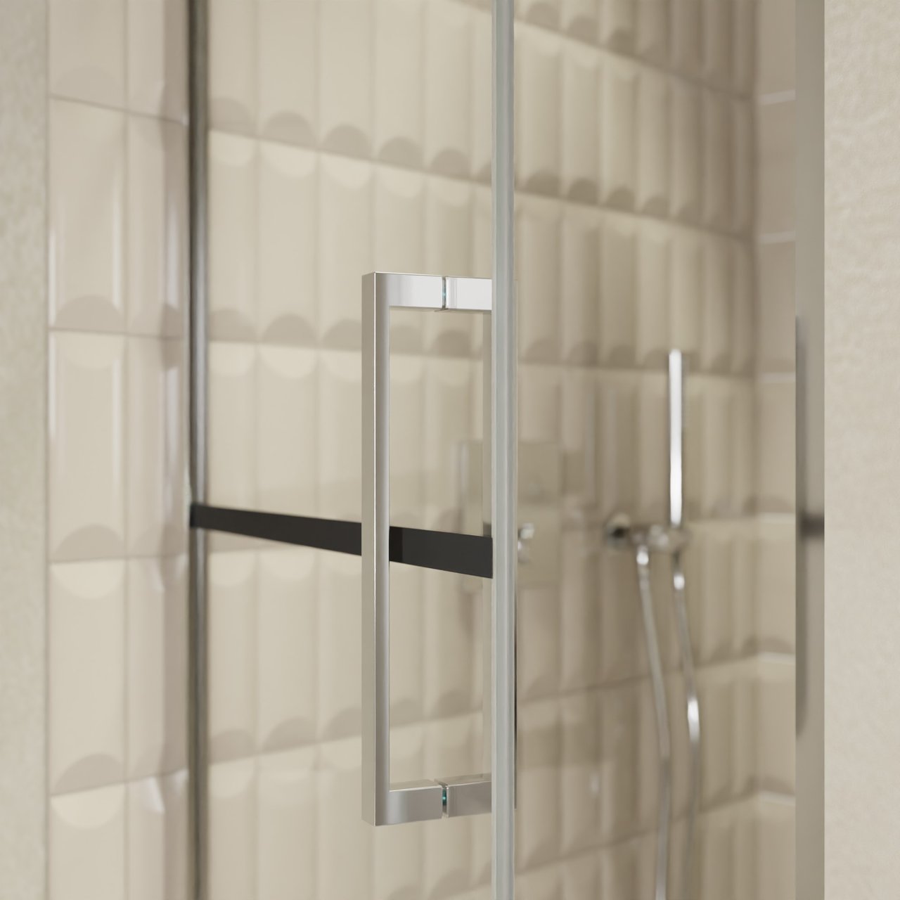 Balmani Senses Design douche draaideur links 90 cm x 210 cm Lined glas, Chroom profielen, met coating