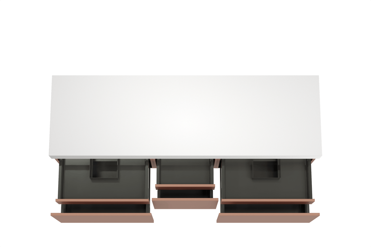Balmani Sfera by Lucida zwevend badkamermeubel 180 x 55 cm cotto met Dominus enkel of dubbel tablet in solid surface mat wit
