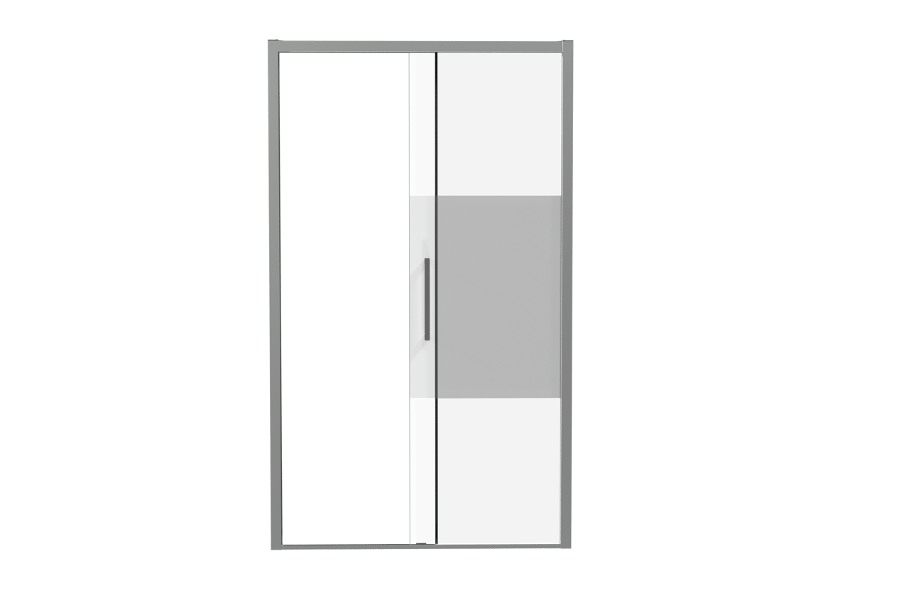Luca Varess Senses rechtse douche schuifdeur 120 x 200 cm helder glas met matte strook glans chroom profiel