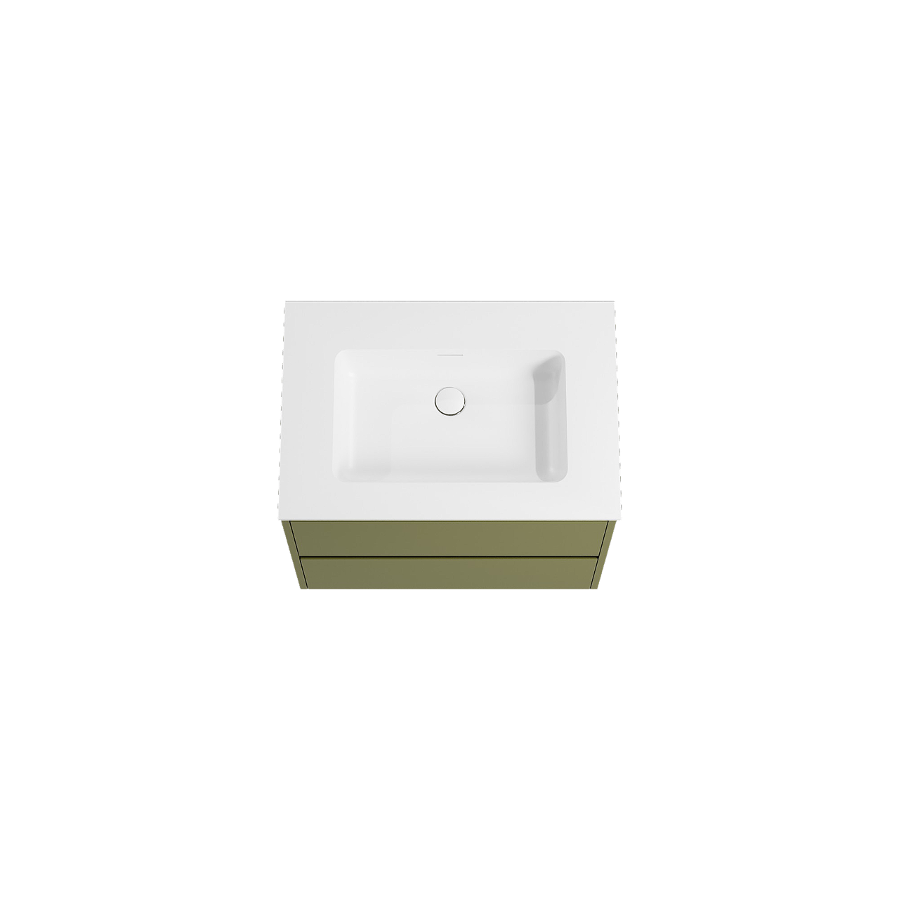 Storke Seda meuble salle de bains suspendu 75 x 52 cm vert olive avec Mata plan simple en solid surface blanc mat