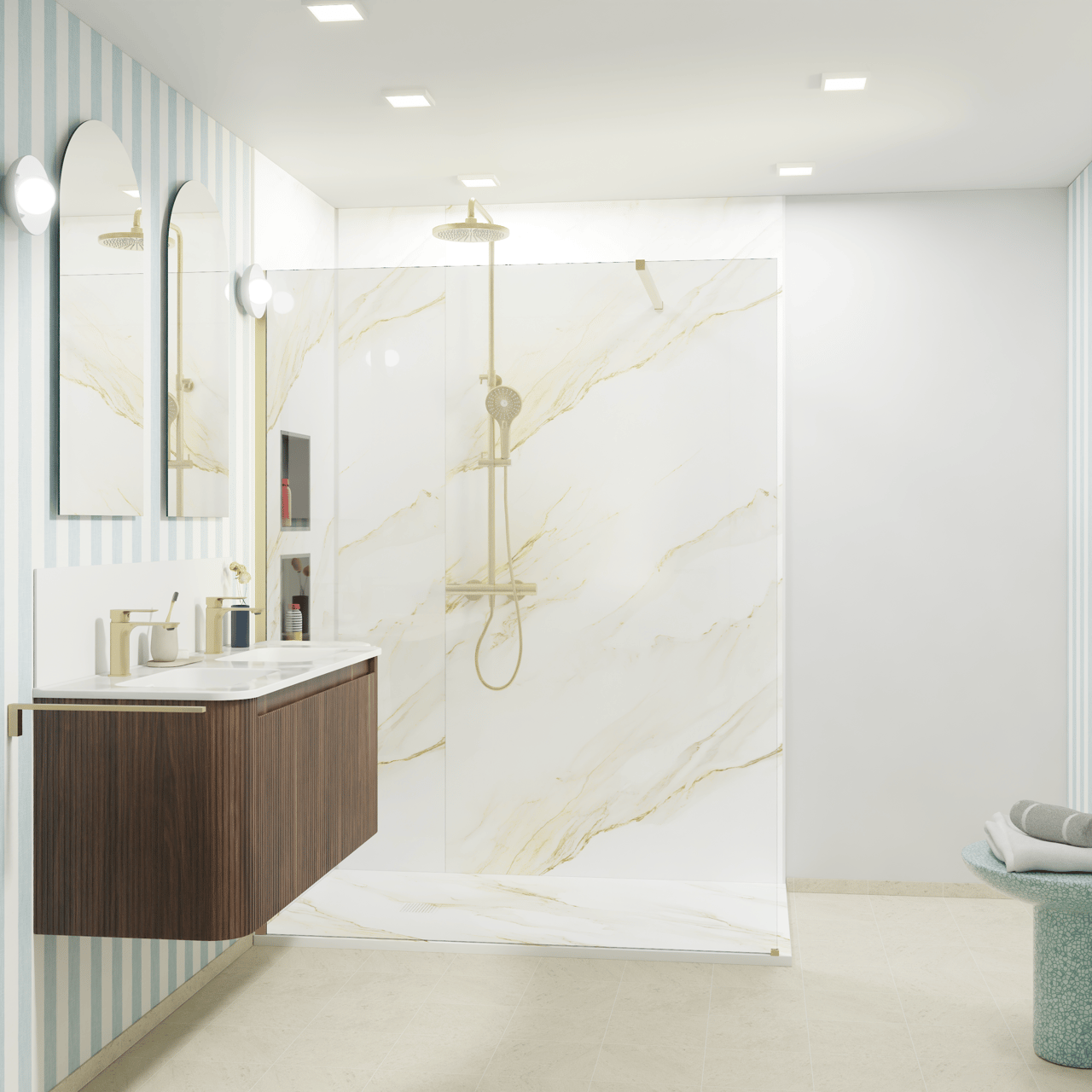 Luca Varess Suite douchebak 160 x 90 cm composietmarmer Marble Gold 
