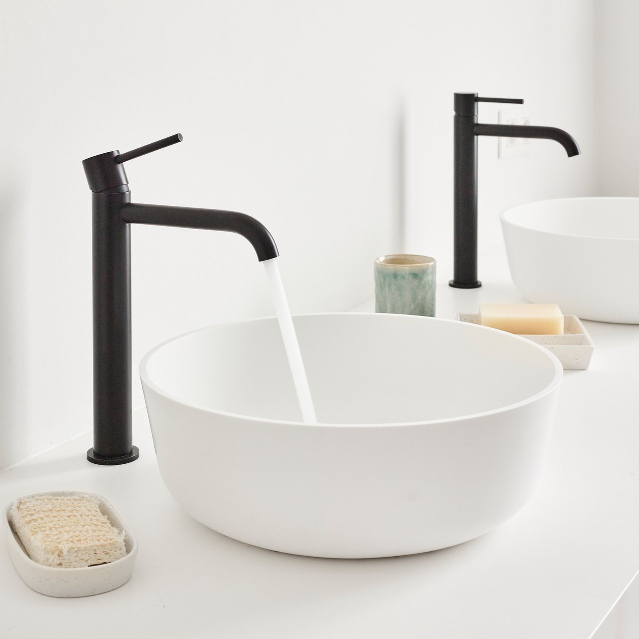 Blaufoss Round S robinet de lavabo réhaussé noir mat