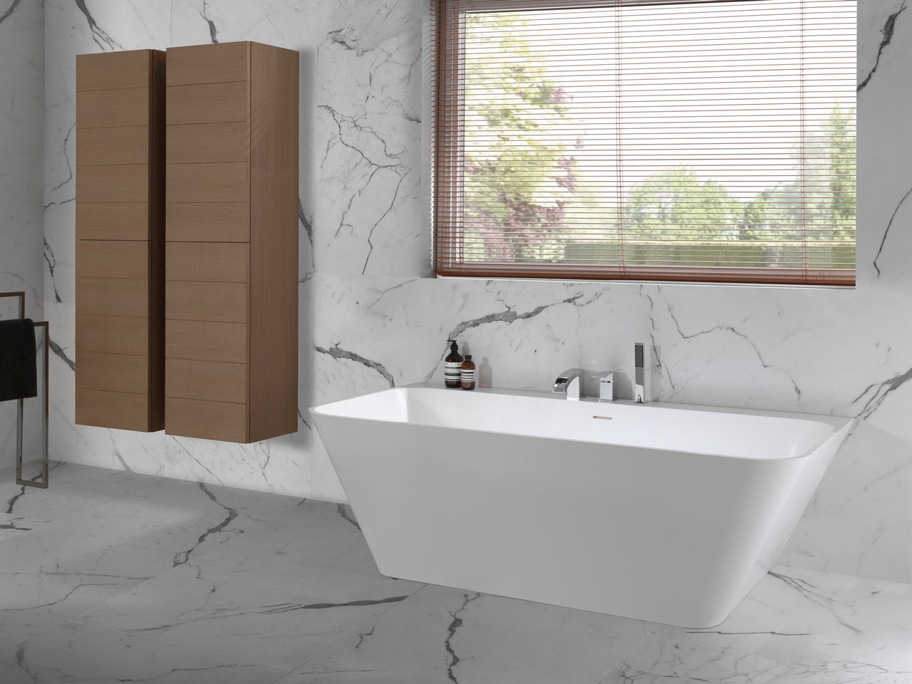 Balmani Zigga halfvrijstaand bad 180 x 85 cm Solid Surface mat wit