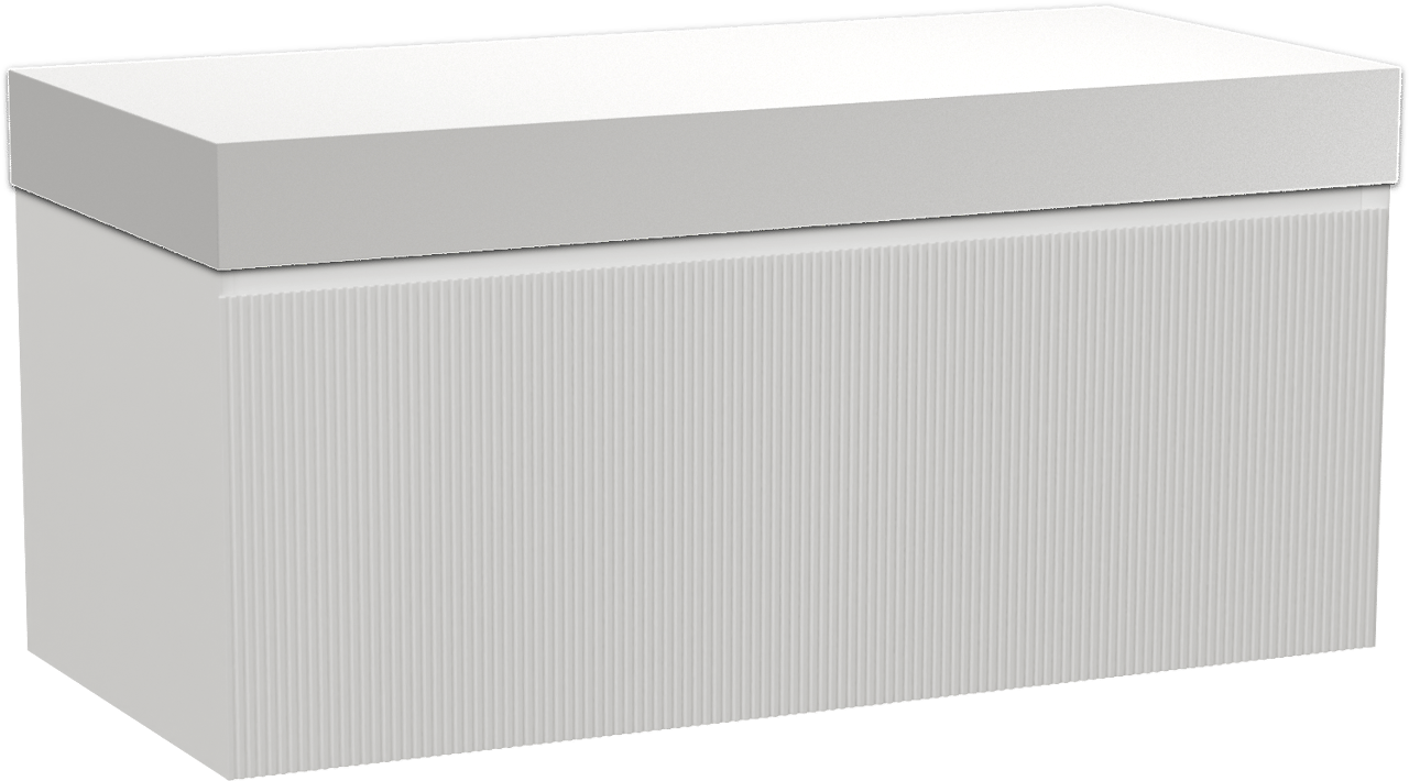 Balmani Fila by Mitra meuble salle de bains suspendu 120 x 55 cm blanc mat avec Dominus tablette simple ou double en solid surface blanc mat, Nervure droite symétrique verticale