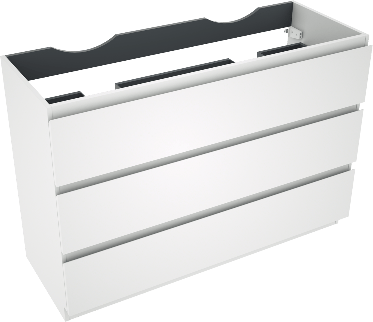Linie Lado staande wastafelonderkast 120 x 46 cm mat wit 3 lades 2 sifonuitsparingen