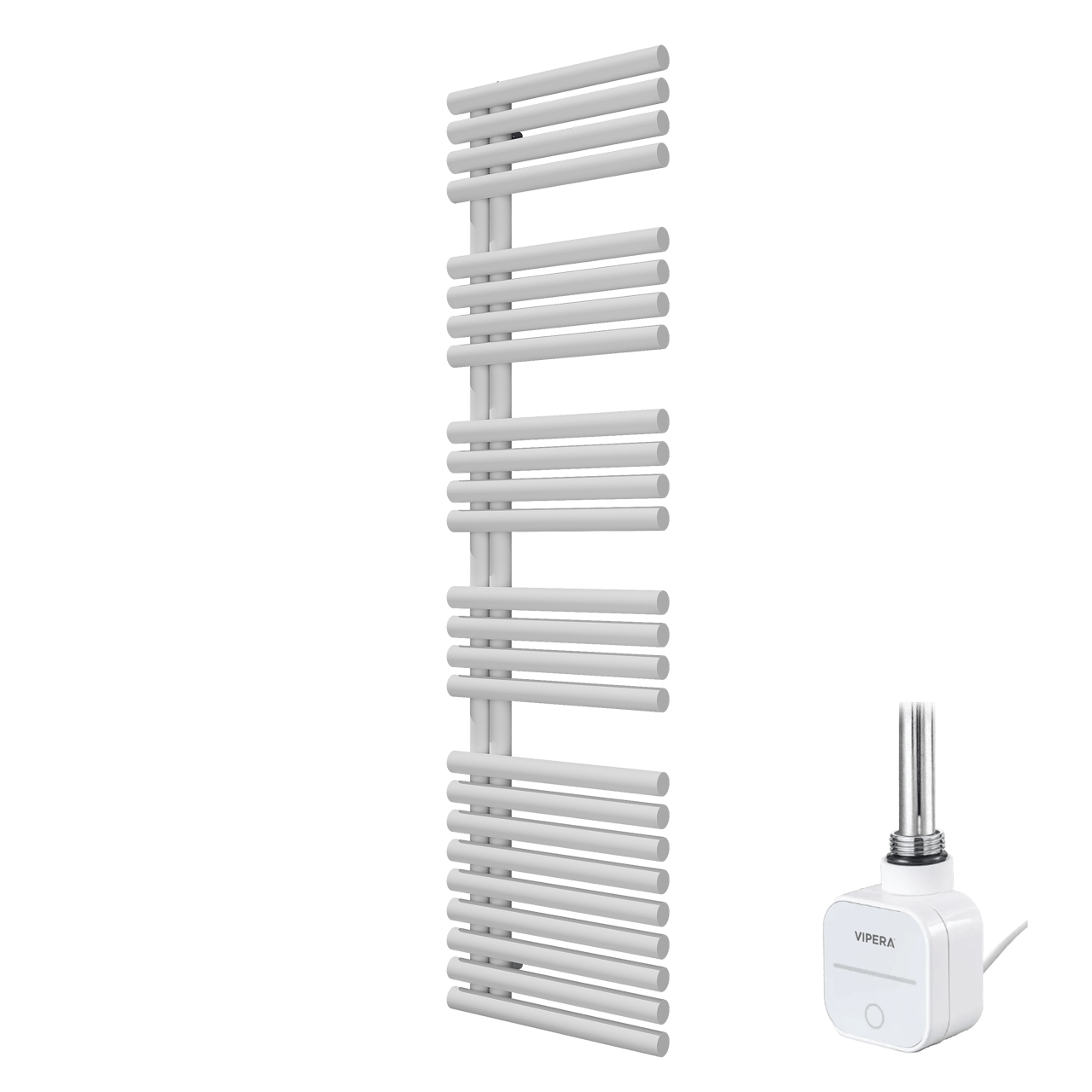 Vipera Avila sèche-serviettes Simple 50 x 187 cm chauffage électrique blanc mat raccordement central 800W, résistance incluse
