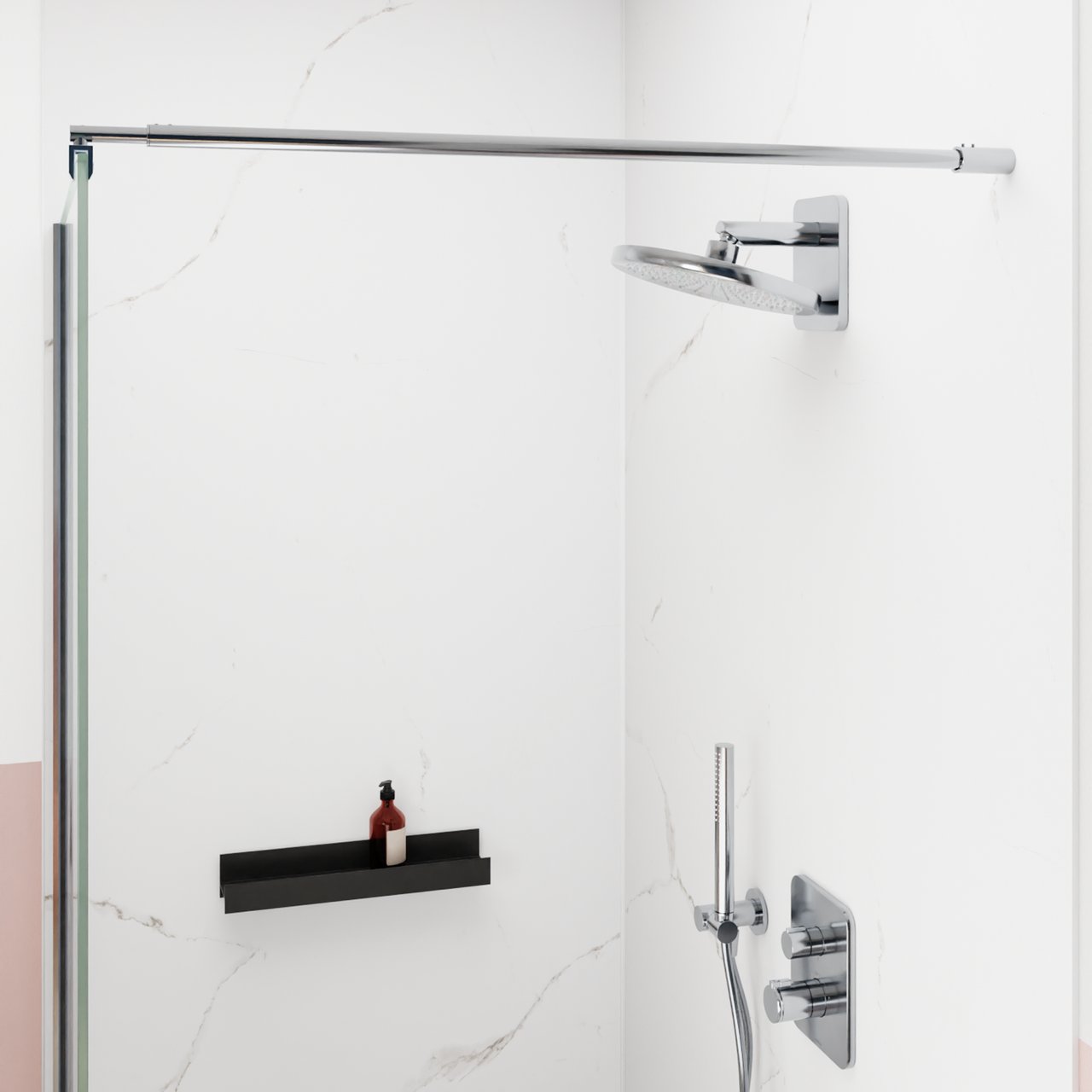Blaufoss Onos 250 Duschkopf 25 cm, Wandmontage, mit Brausearm, Chrom