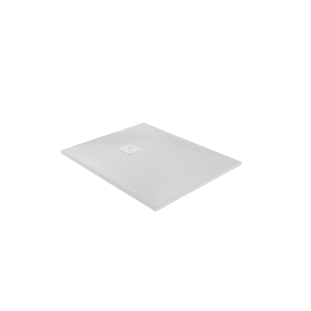 Balmani Vega Duschwanne: 90 x 80 cm, Marmorkomposit, Weiße Schieferstruktur, matt