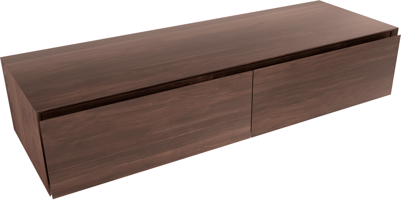 Balmani Mitra Elements hängender Waschbeckenunterschrank: 150 x 50 cm, amerikanischer Nussbaum, 2 Schubladen