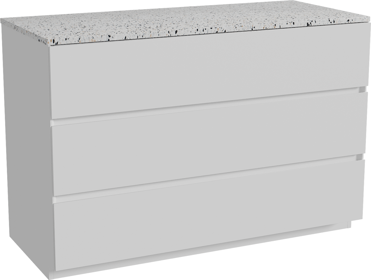Storke Edge staand badmeubel 120 x 52 cm mat wit met Tavola enkel of dubbel wastafelblad in mat wit/zwart terrazzo