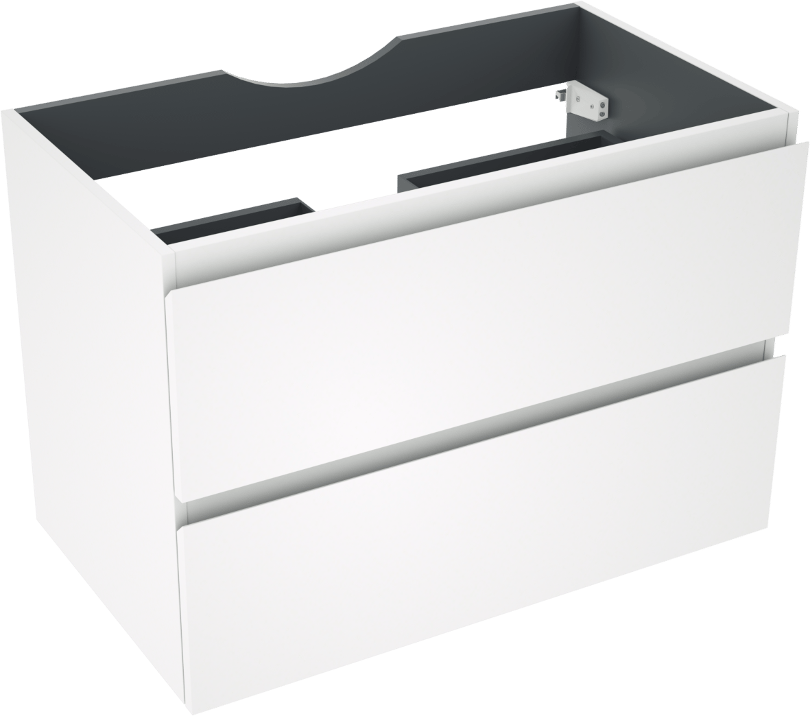 Linie Lado hängender Waschbeckenunterschrank: 80 x 46 cm, Weiß matt, 2 Schubladen