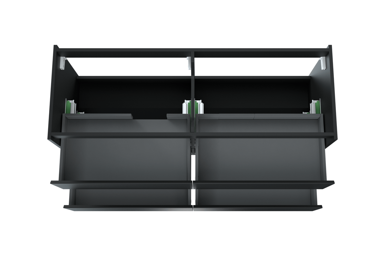 Storke Seda hängender Waschbeckenunterschrank: 150 x 52 cm, Schwarz Matt, 4 Schubladen