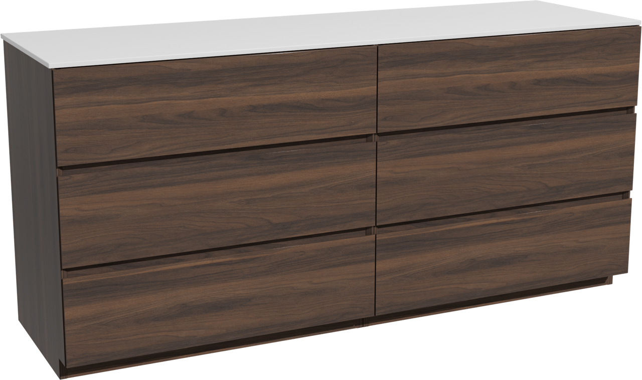 Storke Edge staand badmeubel 170 x 52 cm notenhout met Tavola enkel of dubbel wastafelblad in solid surface mat wit