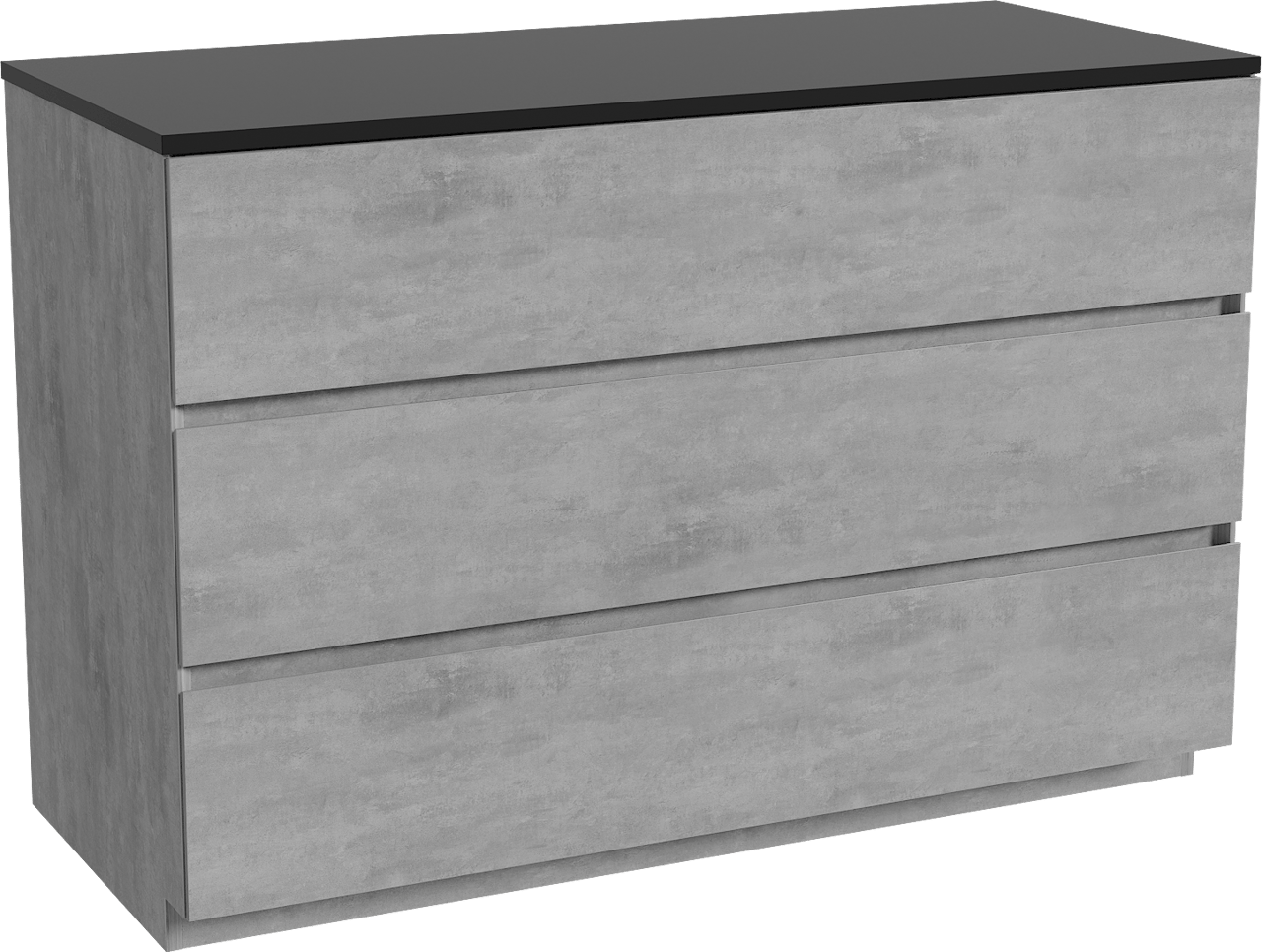Storke Edge freistehendes Möbelstück Set: 120 x 52 cm, Beton dunkelgrau, mit Panton Einzel- oder Doppel Waschtischplatte, Pulverbeschichtetes MDF Schwarz matt