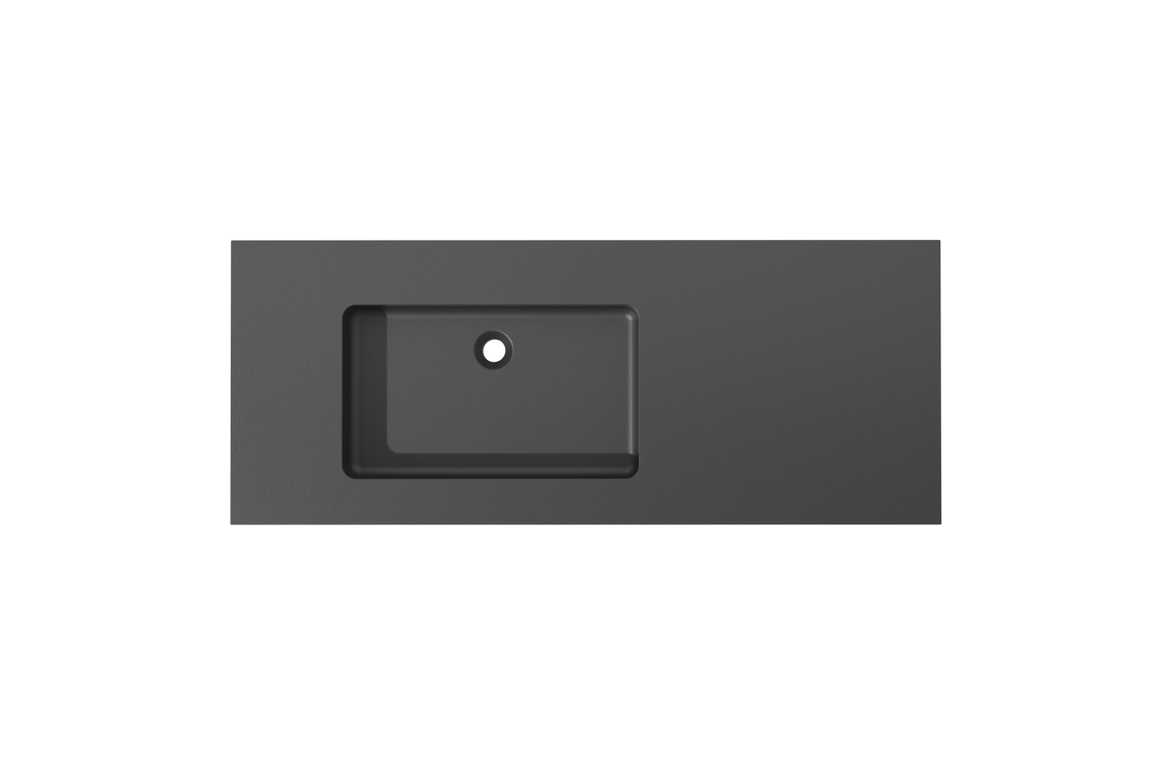 Storke Scuro plan vasque asymétrique à gauche quartz mat 130 x 52 cm combinaison armoire 35 cm