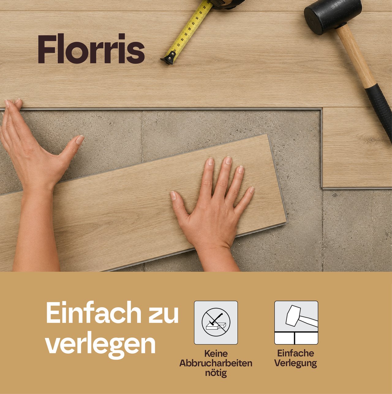 Florris Milano SPC-Klickvinylböden, 6 Stück, 40x80cm, Fossil